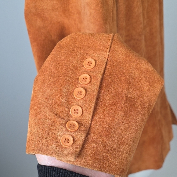 Vintage Manteaux Manteaux Suede Jacket – Genuine Leather in Warm Caramel Brown - Picture 3 of 12